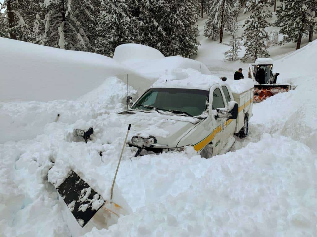 Plow stuck in the snow