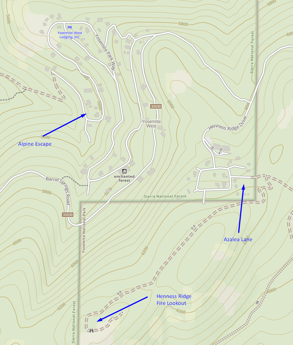 map to the Henness Ridge Fire Lookout